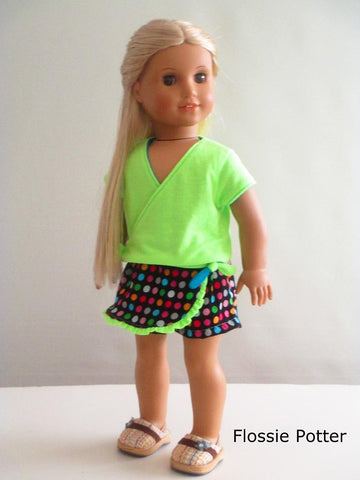 Flossie Potter 18 Inch Modern Sunny Skort Set 18" Doll Clothes Pattern Pixie Faire