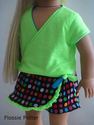 Flossie Potter 18 Inch Modern Sunny Skort Set 18" Doll Clothes Pattern Pixie Faire