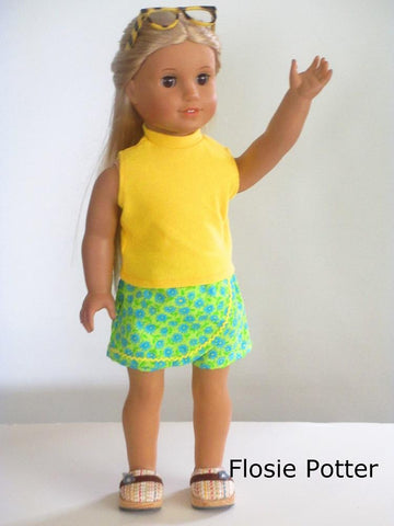 Flossie Potter 18 Inch Modern Sunny Skort Set 18" Doll Clothes Pattern Pixie Faire