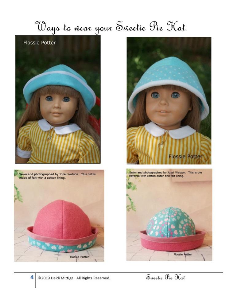 Flossie Potter 18 Inch Modern Sweetie Pie Hat 18" Doll Clothes Pattern Pixie Faire