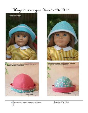 Flossie Potter 18 Inch Modern Sweetie Pie Hat 18" Doll Clothes Pattern Pixie Faire