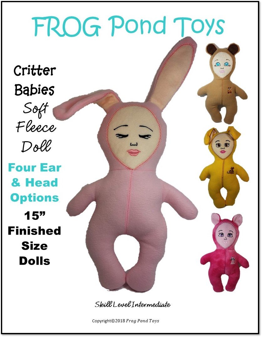 Frog Pond Toys Cloth doll Critter Babies 15" Soft Doll Pattern Pixie Faire