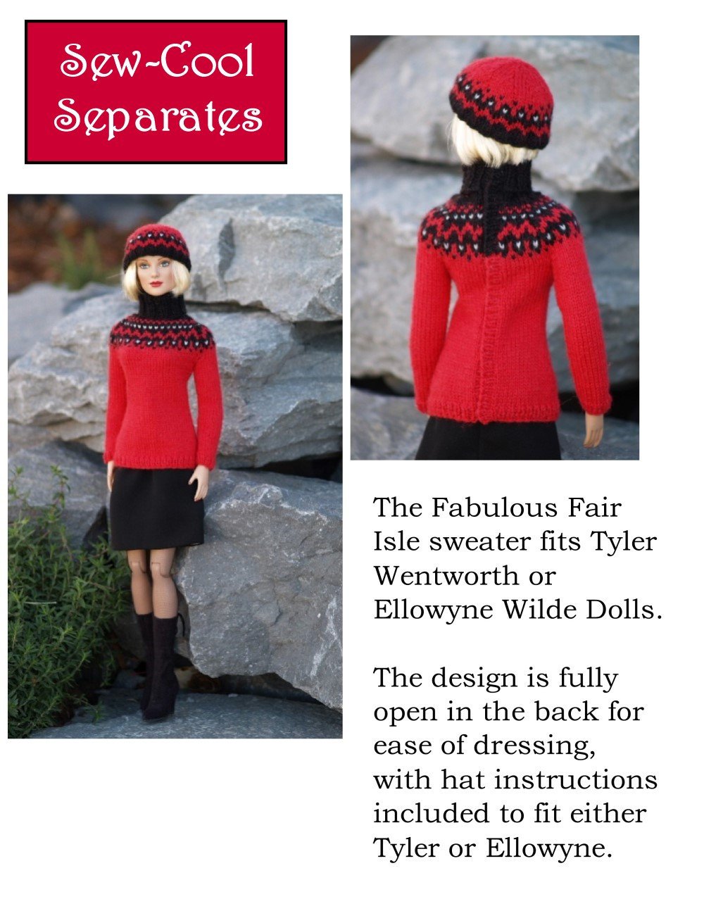 Sew Cool Separates Fabulous Fairisle Doll Clothes Pattern 16 inch