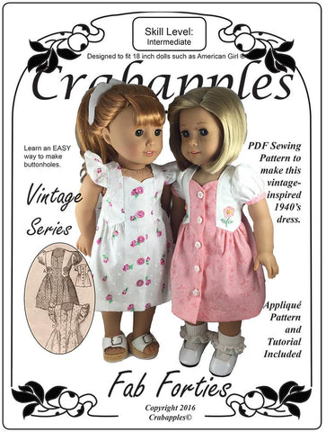 Crabapples 18 Inch Historical Fab Forties 18" Doll Clothes Pattern Pixie Faire