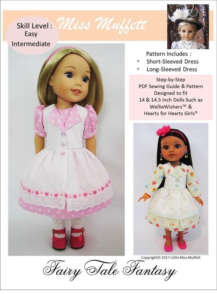 Little Miss Muffett WellieWishers Fairy Tale Fantasy 14-14.5" Doll Clothes Pattern Pixie Faire