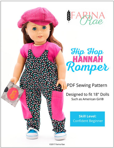 Farina Rae 18 Inch Modern Hip Hop Hannah Romper 18" Doll Clothes Pattern Pixie Faire