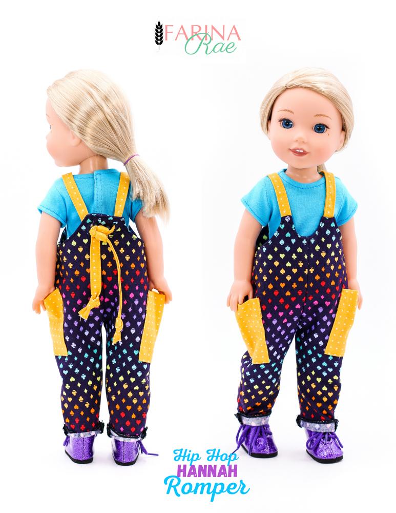 Farina Rae WellieWishers Hip Hop Hannah Romper 14-14.5" Doll Clothes Pattern Pixie Faire