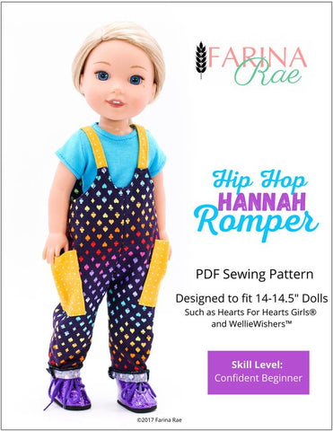 Farina Rae WellieWishers Hip Hop Hannah Romper 14-14.5" Doll Clothes Pattern Pixie Faire
