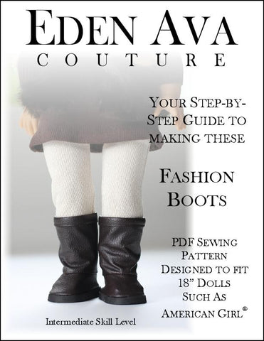 Eden Ava Shoes Fashion Boots 18" Doll Shoe Pattern Pixie Faire