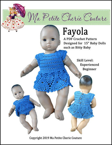 Mon Petite Cherie Couture Bitty Baby/Twin Fayola 15" Baby Doll Clothes Crochet Pattern Pixie Faire