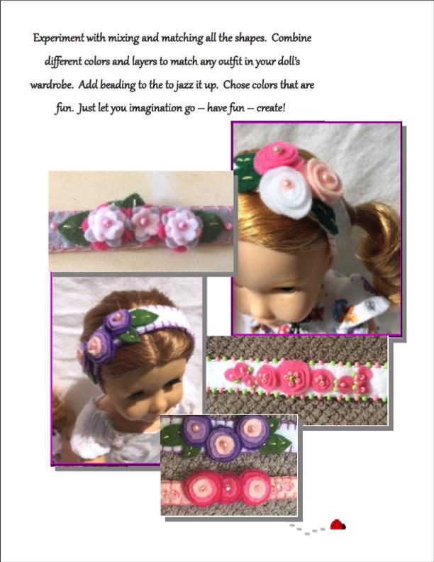Miss Cake's Closet 18 Inch Modern Felt Flower Headbands 14 to 18 Inch Doll Accessory Pattern Pixie Faire
