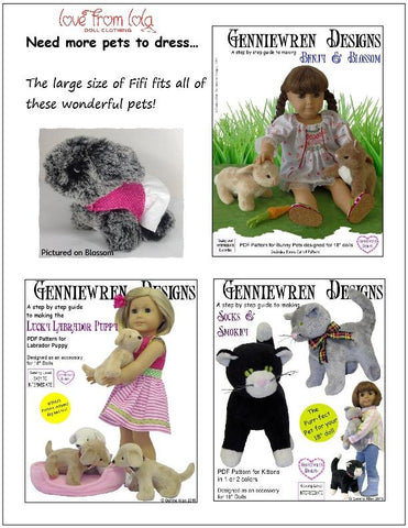 Love From Lola 18 Inch Modern Fifi and Fido 18" Doll Pet Pattern Pixie Faire