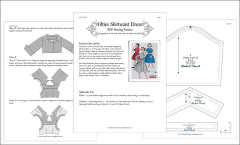 Kindred Thread FREE 18 Inch Historical Fifties Shirtwaist Dress 18" Doll Clothes Pixie Faire