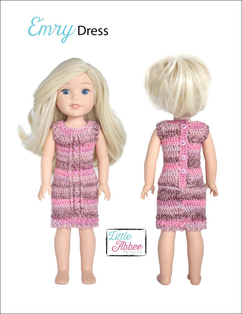 Little Abbee WellieWishers Emry Dress Crochet Pattern for 14-14.5" Dolls Pixie Faire