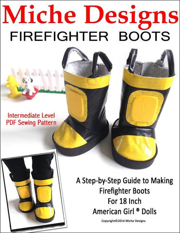 Miche Designs 18 Inch Modern Firefighter Boots 18" Doll Shoes Pixie Faire