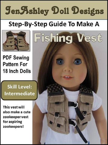 Jen Ashley Doll Designs 18 Inch Modern Fishing Vest 18" Doll Clothes Pixie Faire