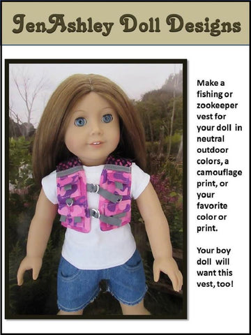 Jen Ashley Doll Designs 18 Inch Modern Fishing Vest 18" Doll Clothes Pixie Faire