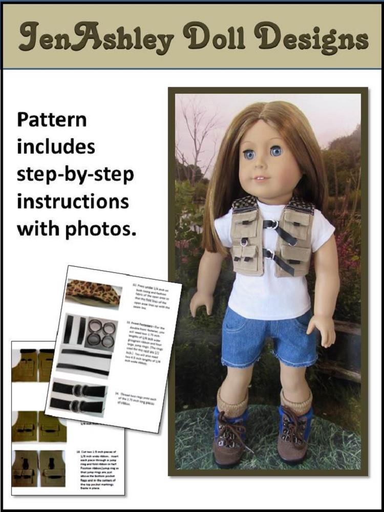 Jen Ashley Doll Designs Fishing Vest 18 inch Doll Clothes Pattern PDF Download Jen Ashley Doll Designs Fishing Vest 18 inch Doll Clothes Pattern PDF Download