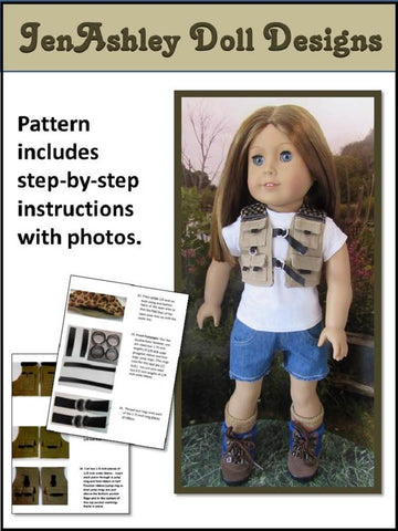 Jen Ashley Doll Designs 18 Inch Modern Fishing Vest 18" Doll Clothes Pixie Faire
