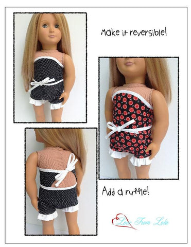 Love From Lola 18 Inch Modern Flip Flop Romper 18" Doll Clothes Pattern Pixie Faire