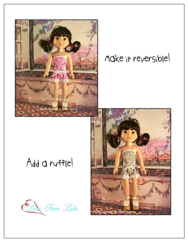 Love From Lola WellieWishers Flip Flop Romper 14-14.5" Doll Clothes Pattern Pixie Faire