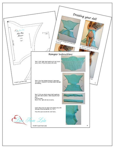 Love From Lola WellieWishers Flip Flop Romper 14-14.5" Doll Clothes Pattern Pixie Faire