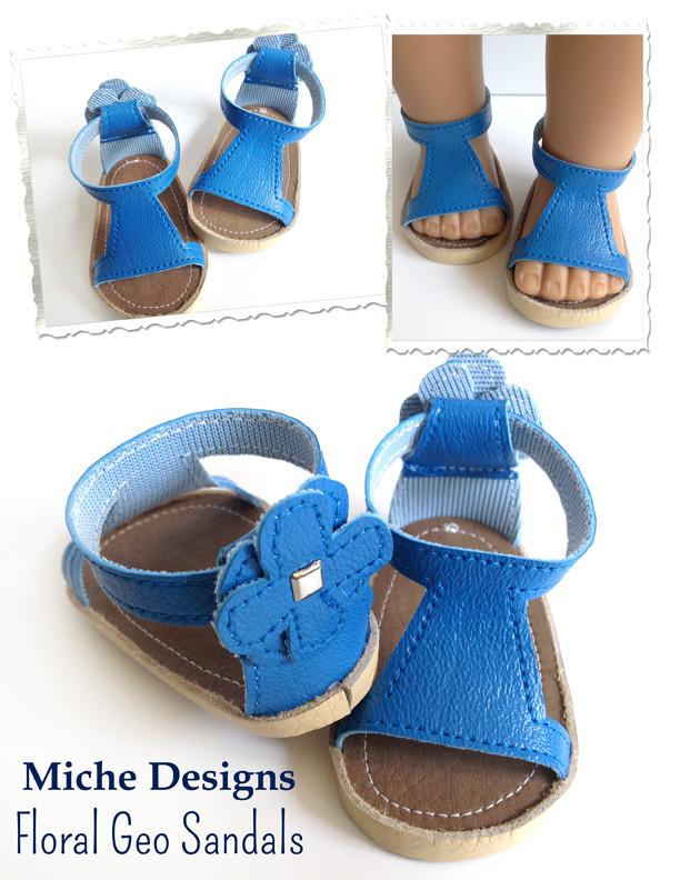 Miche Designs Shoes Floral Geo Sandals 18" Doll Shoe Pattern Pixie Faire