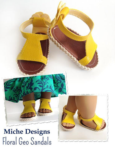 Miche Designs Shoes Floral Geo Sandals 18" Doll Shoe Pattern Pixie Faire