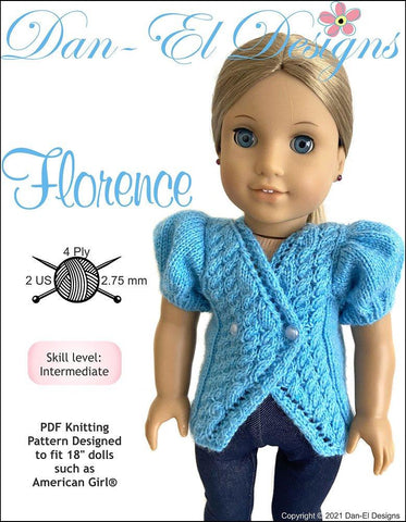 Dan-El Designs Knitting Florence 18" Doll Clothes Knitting Pattern Pixie Faire
