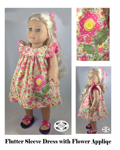 Crabapples 18 Inch Modern Flutter Sleeve Dress 18" Doll Clothes Pattern Pixie Faire