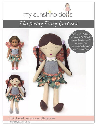 My Sunshine Dolls 18 Inch Modern Fluttering Fairy Costume Pattern for 18" dolls and 23" My Sunshine Cloth Dolls Pixie Faire