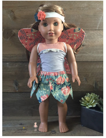 My Sunshine Dolls 18 Inch Modern Fluttering Fairy Costume Pattern for 18" dolls and 23" My Sunshine Cloth Dolls Pixie Faire