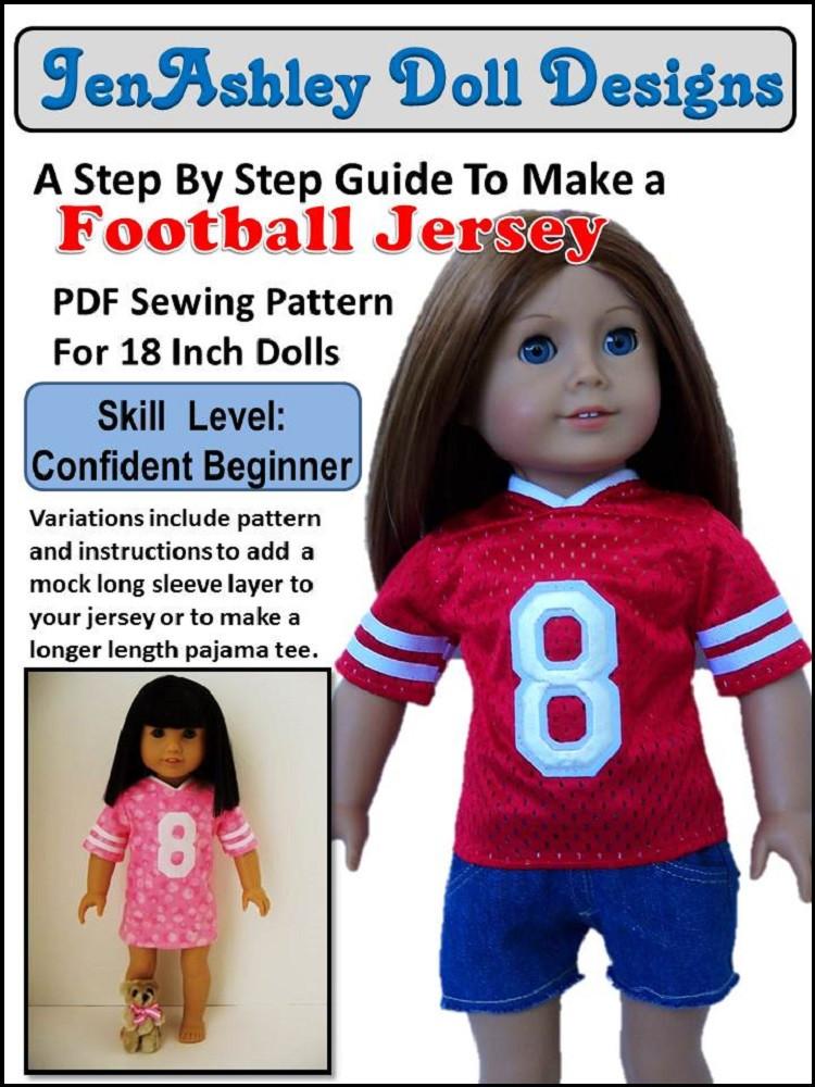 Jen Ashley Doll Designs 18 Inch Modern Football Jersey 18" Doll Clothes Pixie Faire