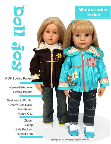 Doll Joy Gotz 19 Inch Windbreaker Jacket Pattern for 19" Gotz Dolls Pixie Faire