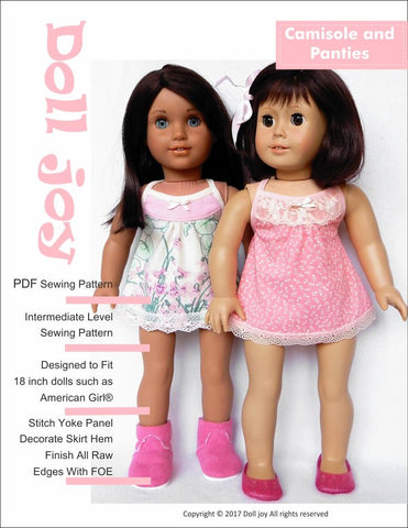 Doll Joy 18 Inch Modern Camisole and Panties 18" Doll Clothes Pattern Pixie Faire