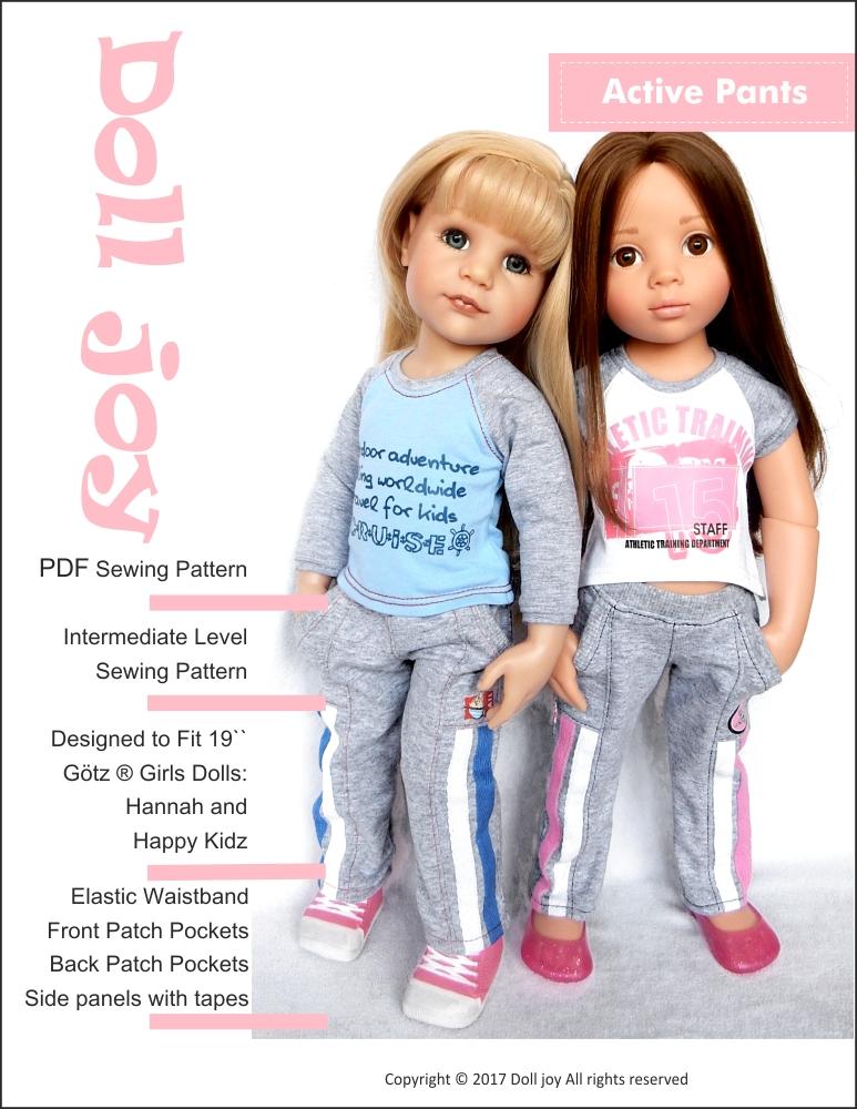 Doll Joy Gotz 19 Inch Active Pants Pattern for 19" Gotz Dolls Pixie Faire