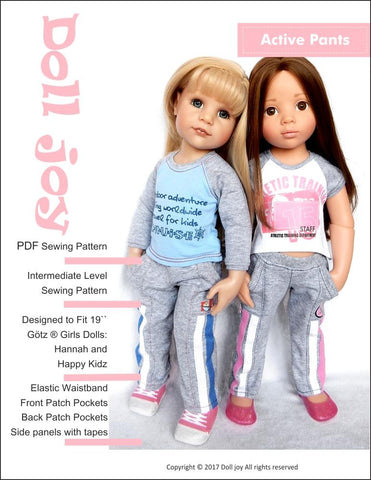 Doll Joy Gotz 19 Inch Active Pants Pattern for 19" Gotz Dolls Pixie Faire