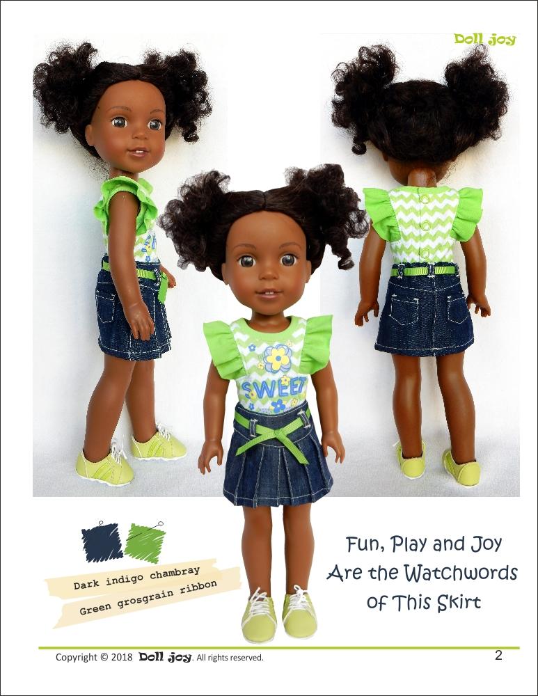 Doll Joy WellieWishers Joy Skirt 14.5" Doll Clothes Pattern Pixie Faire