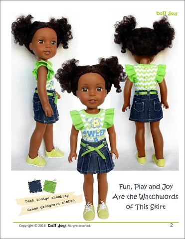 Doll Joy WellieWishers Joy Skirt 14.5" Doll Clothes Pattern Pixie Faire