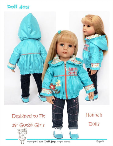 Doll Joy Gotz 19 Inch Windbreaker Jacket Pattern for 19" Gotz Dolls Pixie Faire