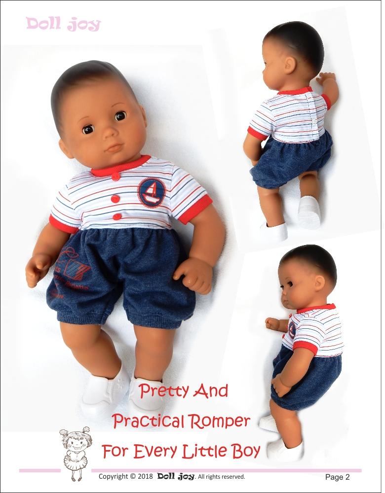 Doll Joy Bitty Baby/Twin Romper 15" Baby Doll Clothes Pattern Pixie Faire