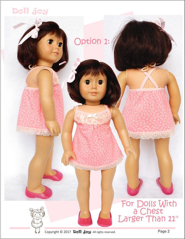 Doll Joy 18 Inch Modern Camisole and Panties 18" Doll Clothes Pattern Pixie Faire