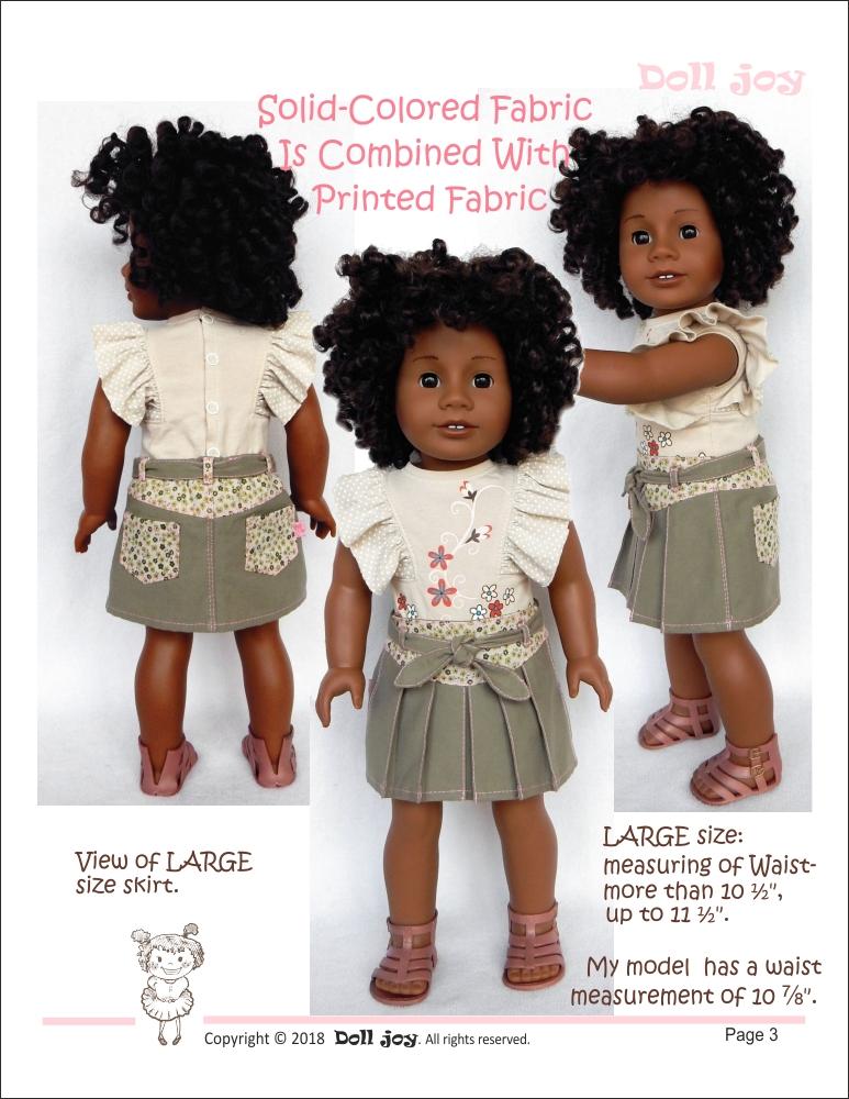 Doll Joy 18 Inch Modern Joy Skirt 18" Doll Clothes Pattern Pixie Faire