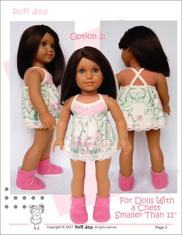 Doll Joy 18 Inch Modern Camisole and Panties 18" Doll Clothes Pattern Pixie Faire