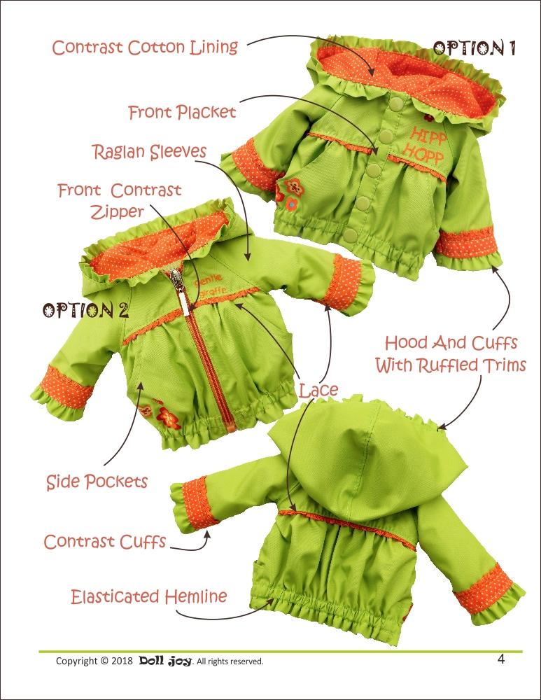 Doll Joy WellieWishers Windbreaker Jacket 14.5" Doll Clothes Pattern Pixie Faire