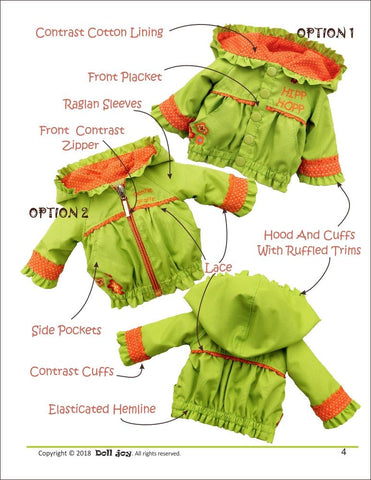 Doll Joy WellieWishers Windbreaker Jacket 14.5" Doll Clothes Pattern Pixie Faire