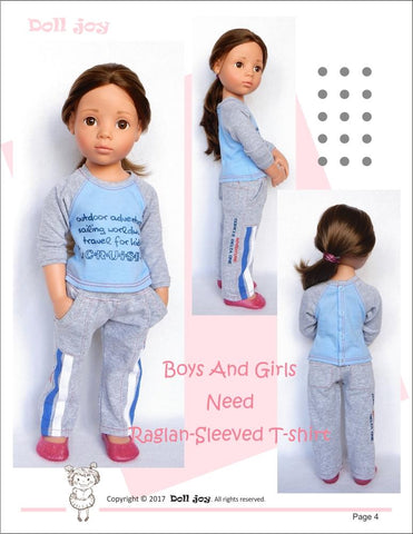 Doll Joy Gotz 19 Inch Raglan-Sleeved T-shirt Pattern for 19" Gotz Dolls Pixie Faire