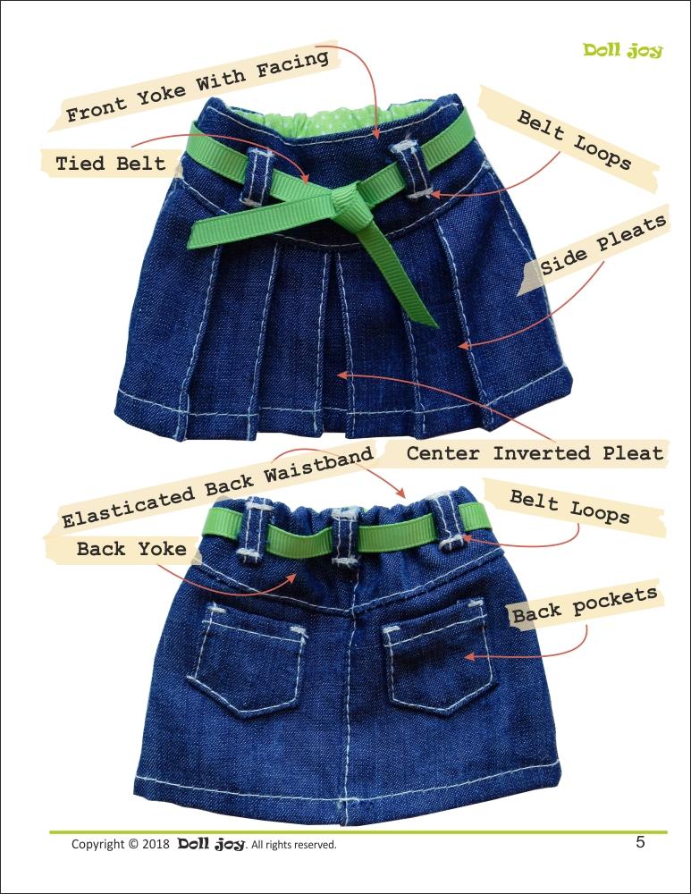 Doll Joy WellieWishers Joy Skirt 14.5" Doll Clothes Pattern Pixie Faire