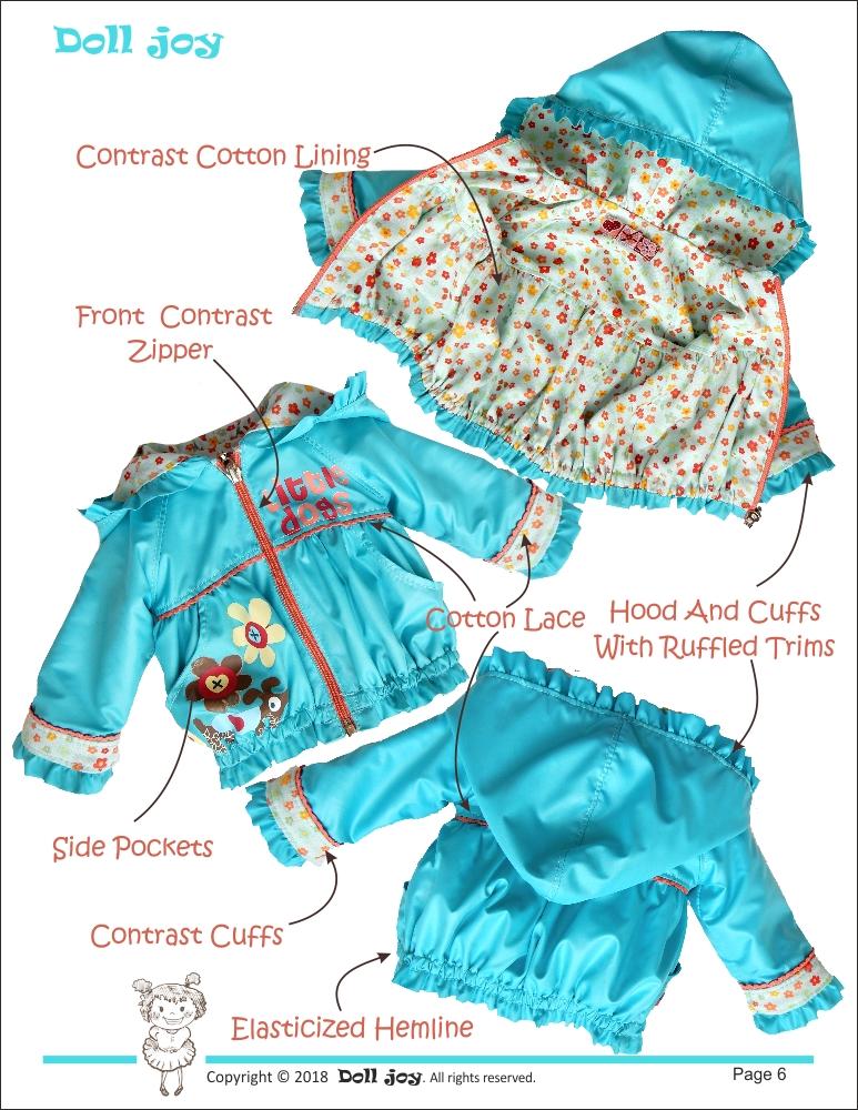 Doll Joy Gotz 19 Inch Windbreaker Jacket Pattern for 19" Gotz Dolls Pixie Faire