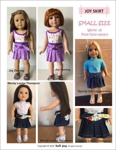 Doll Joy 18 Inch Modern Joy Skirt 18" Doll Clothes Pattern Pixie Faire